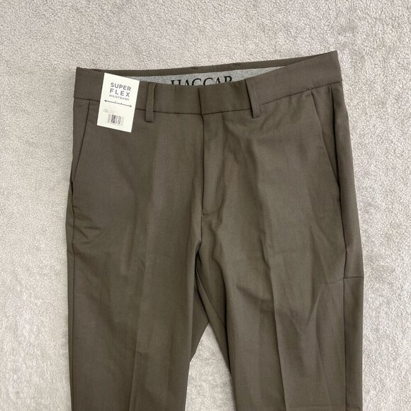 NEW Haggar Men's 30x32 Premium Flex Slim-Straight Dress Pants Brown - Picture 5 of 8